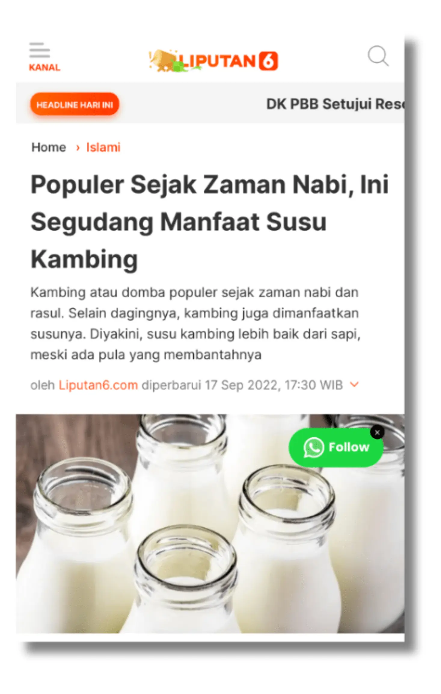 Dari ketiga jenis susu hewani ini, Rasulullah SAW diketahui paling menyukai susu kambing. Dalam beberapa kesempatan, Rasulullah SAW lebih memilih minum susu kambing dibandingkan susu unta maupun s (6)-min