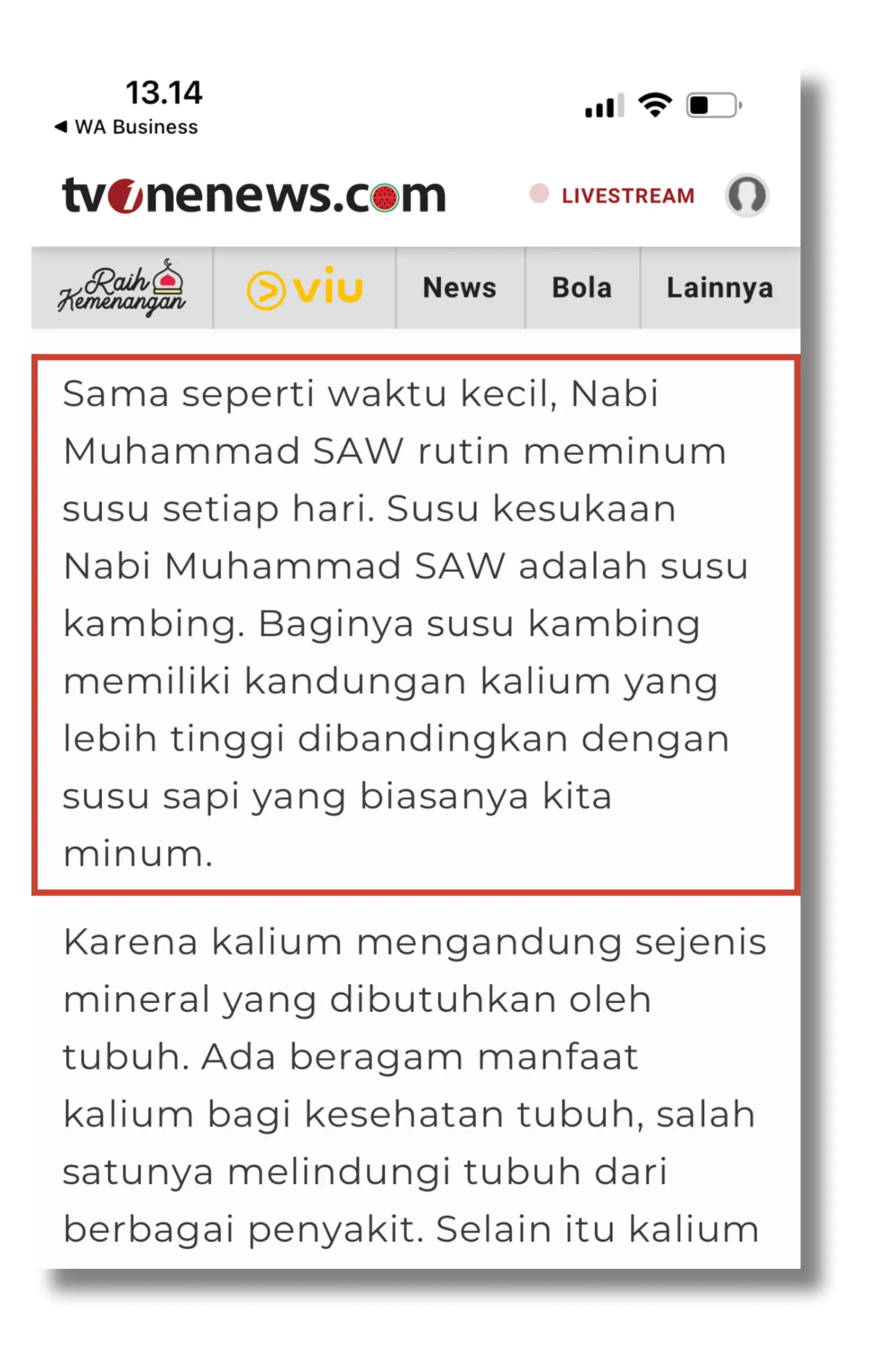 Dari ketiga jenis susu hewani ini, Rasulullah SAW diketahui paling menyukai susu kambing. Dalam beberapa kesempatan, Rasulullah SAW lebih memilih minum susu kambing dibandingkan susu unta maupun s (7)-min